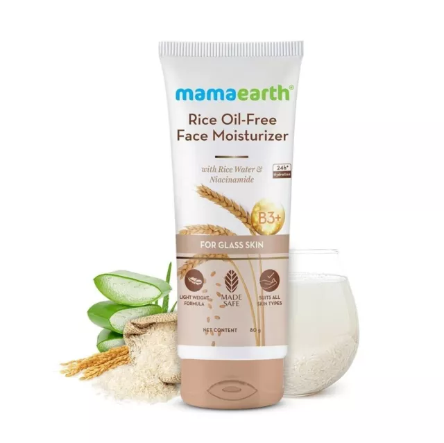 Mamaearth Oil-Free Face Moisturizer With Rice Water&Niacinamide, Glass Skin, 80g