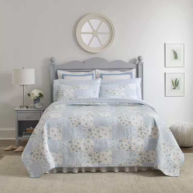 Laura Ashley Home - Kenna Collection - Quilt Set - 100% Cotton, Reversible, L...