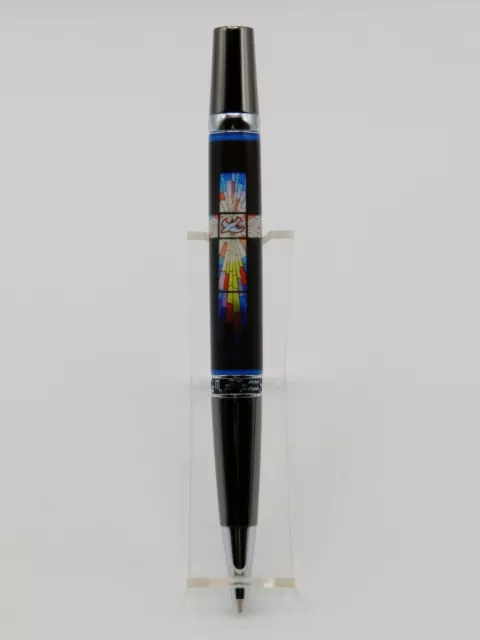 Handmade Ballpoint Pen with unique & stunning Stained Glass Cross design.  #126