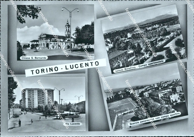 cg306 cartolina torino citta'  lucento campo sportivo 4 vedutine  piemonte