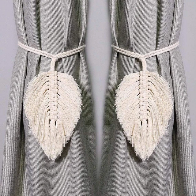 Beautiful Cotton Solid Tassel Leaf Ropes Curtain Holders Tieback pack of 2