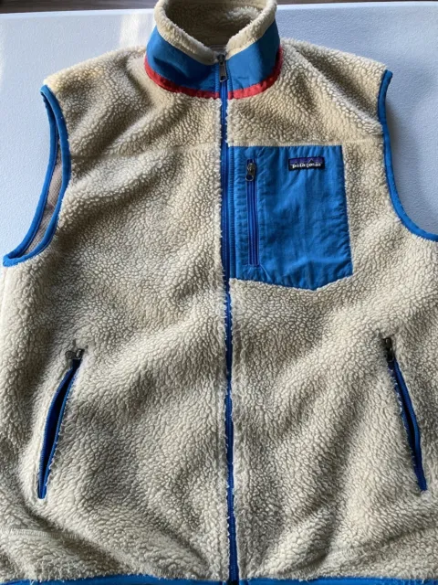 Patagonia Men's Classic Retro-X Vest  Natural W/Alaska Blue Size L