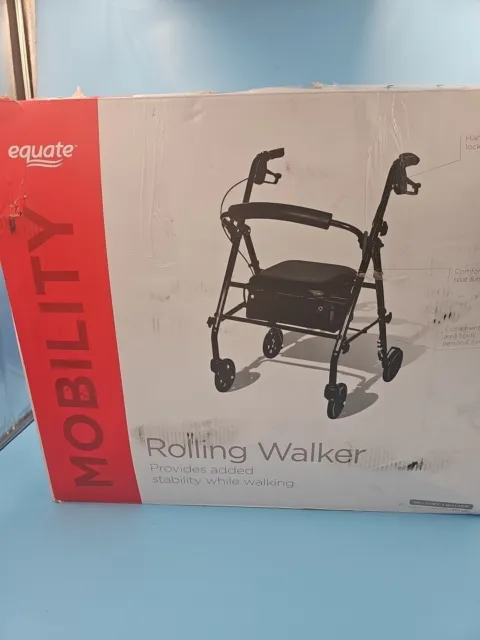 Caminante rodante equitativo para personas mayores, andador andador andador con asiento y ruedas, negro