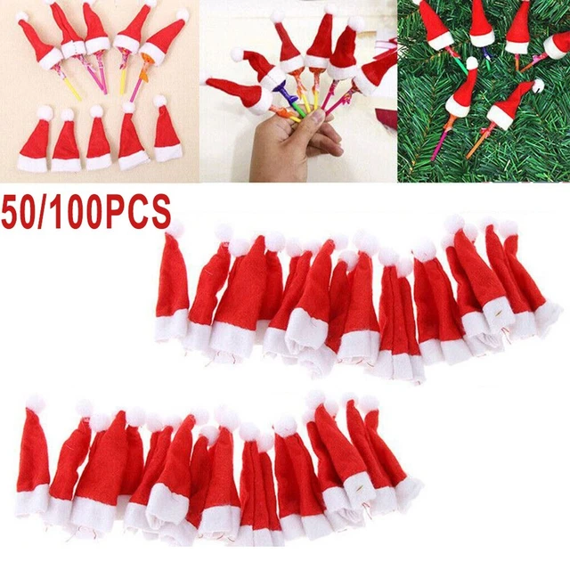 Rojo + Blanco Navidad Caramelo Sombrero Retopping con Piruleta Mini Sombrero de Navidad Decoración