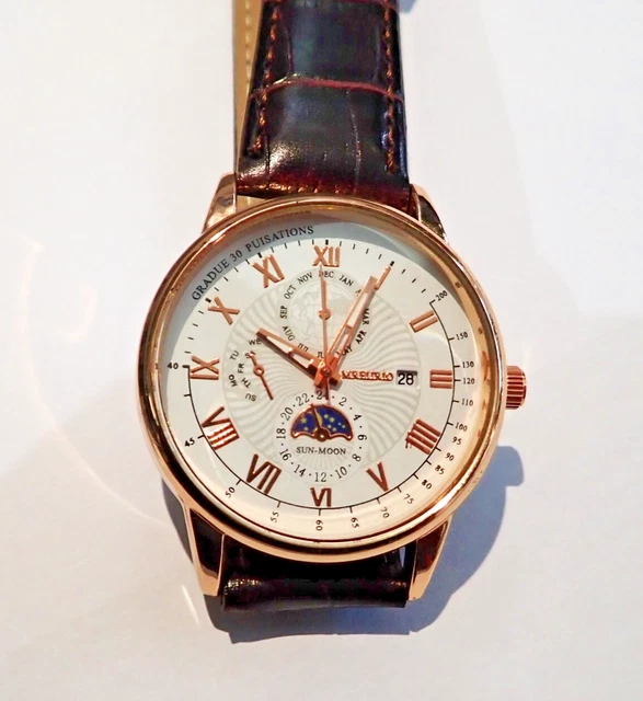 Montre Vintage EAGLE MOSS Japanese Army 1940s – Mixte, Quartz, Cadran 24h, Bracelet Cuir