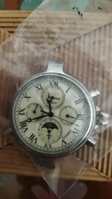 Vintage Stauer Orologio Automatico Fasi Lunari Pesante Senza Cinturino