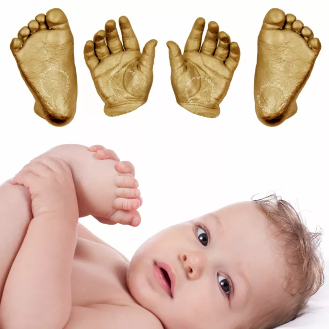 Newborn Baby Gift 3D Plaster Casting Cast Kit hand foot prints Gold Keepsake Set