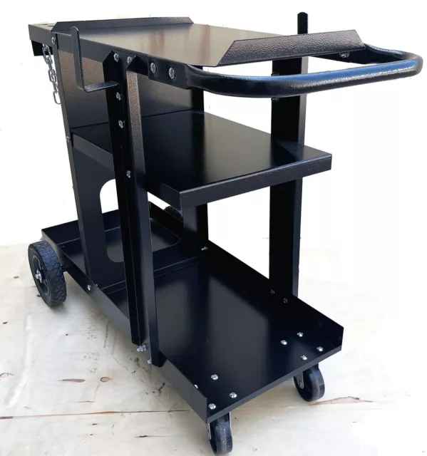 3-Tier Shelves Rolling Welding Cart For MIG TIG Plasma Machine w/Tank Storage