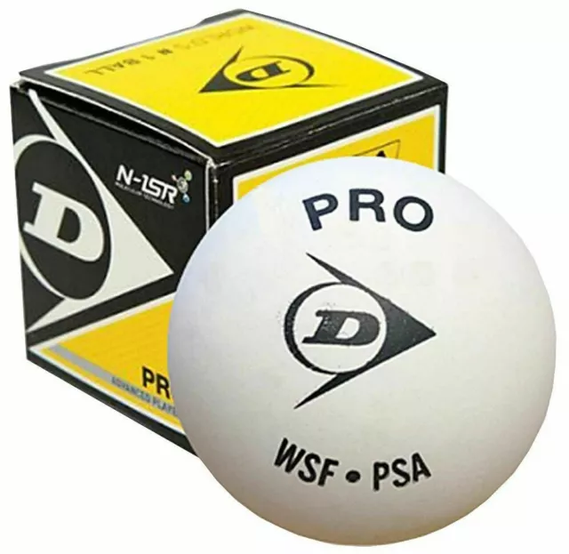 Dunlop Pro Championship Squash Ball - Yellow Dot - One Ball - White - Rrp £12