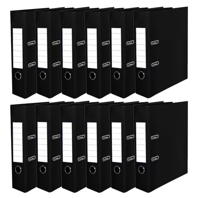 12 x A4 Black Lever Arch Files Large 75mm Metal Ring Folders Wholesale BULK BUY‼