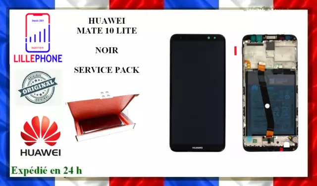 Ecran Lcd + Chassis + Batterie Huawei Mate 10 Lite Black 02351Qcy Service-Pack