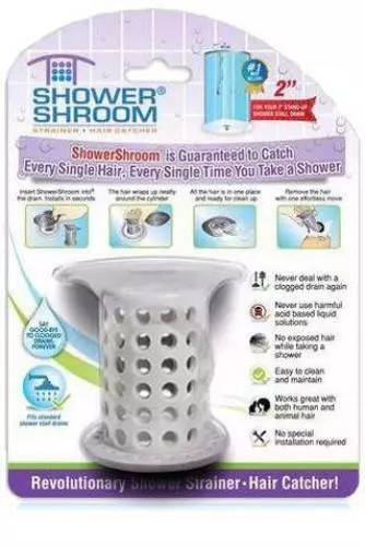 ShowerShroom® (Gray) 2" Revolutionary Hair Catcher for Shower Drain by TubShroom