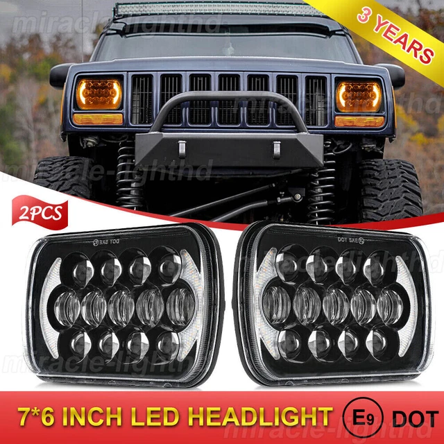 120W 7x6'' 5x7'' LED Headlight Hi-Lo Beam Halo DRL For Jeep Cherokee XJ YJ