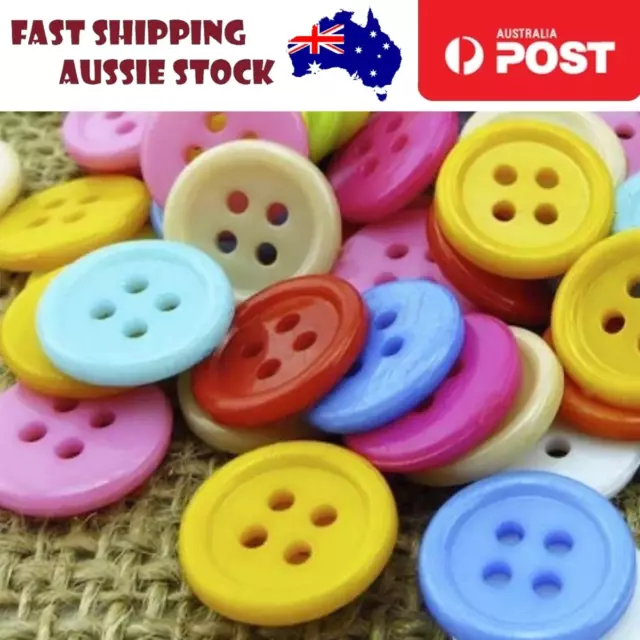 100x Mixed Colour Buttons 12.5mm 4-Hole Round Shape Plastic Resin Holes Sewing D 2