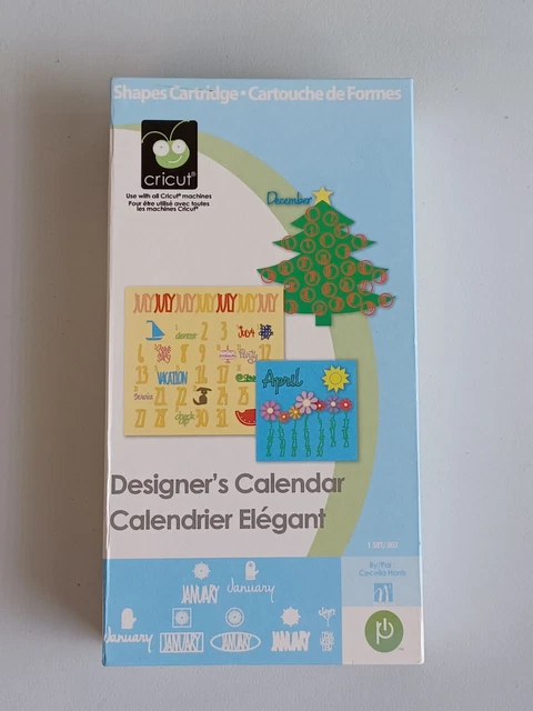 Cartucho en forma de calendario de diseño Cricut Provo Craft 29-1055 usado completo