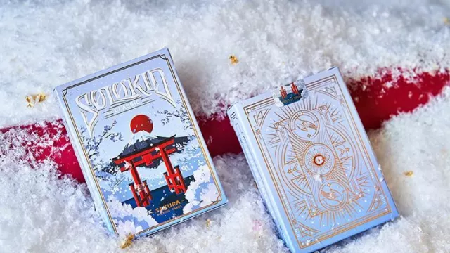 Solokid Sakura (Blue) Playing Cards by BOCOPO, Great Gift For Card Collectors