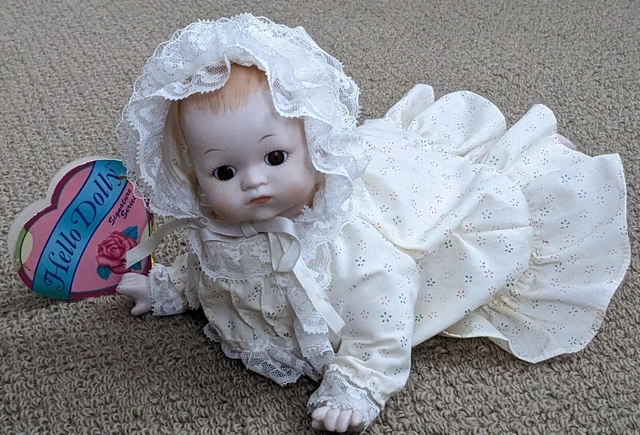 1987 Baby Jessica 10" Doll w/Tag, by ALBERT E. PRICE Bisque Porcelain, Cloth HTF 4
