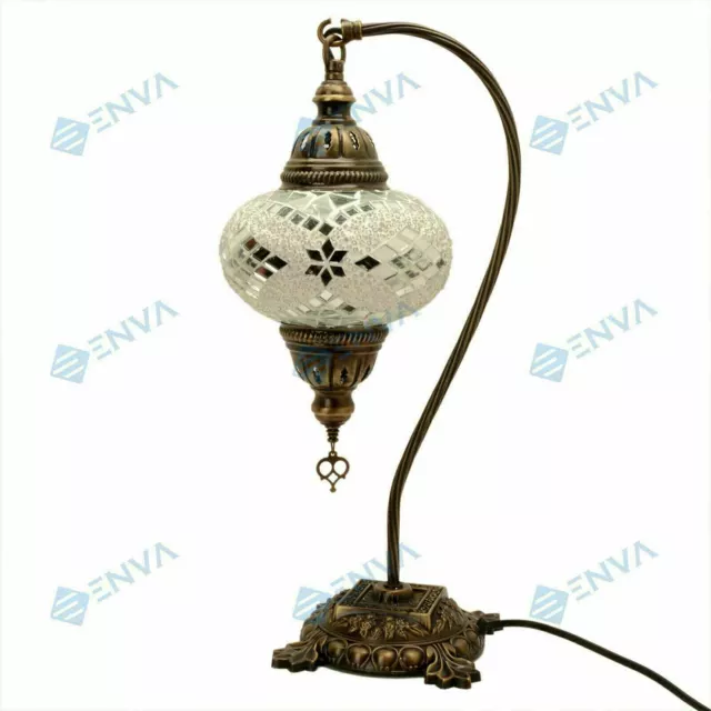 Lampe Turque Marocaine en verre coloré mosaïque fait main col de cygne lampe 2