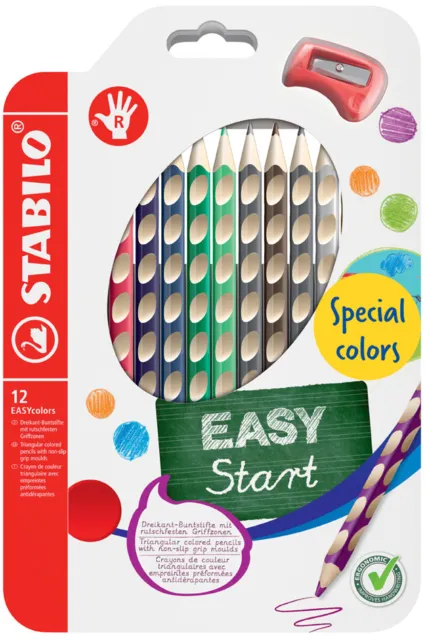STABILO Dreikant-Buntstifte EASYcolors R 12er Etui für Rechtshänder