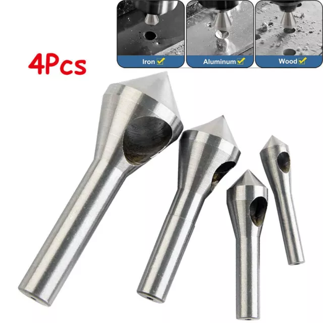 4PCS Chamfer Deburring Crosshole Drill Bit Metal Tool Cutting Countersink Chisel