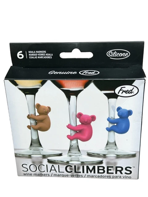 Juego de 6 dijes marcadores de vino australianos de recuerdo de animales australianos FRED Social Climbers