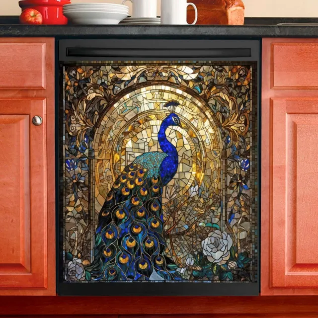 Peacock Magnet Dishwasher Cover - Peacock art Kitchen Decor