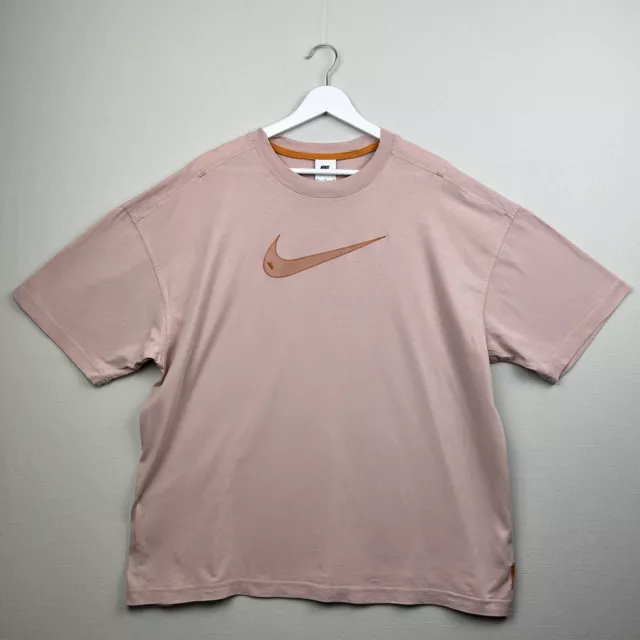 Nike Oversized T Shirt Womens Medium Pink Centre Swoosh  Activewear Gym