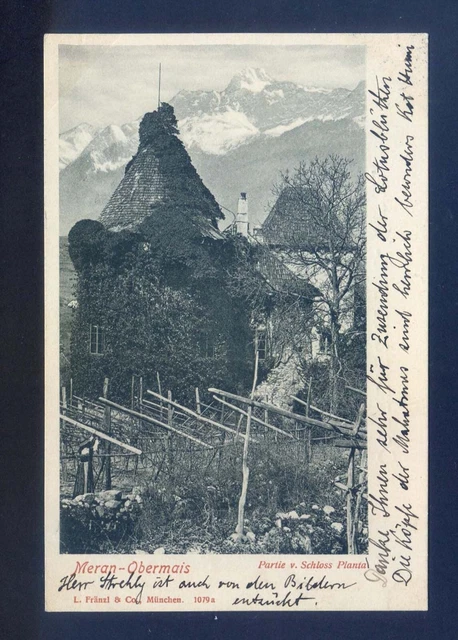 a727  CARTOLINA MERAN.OBERMAIS PARTIE SCHLOSS PLANTA 1900++++++++++++++++