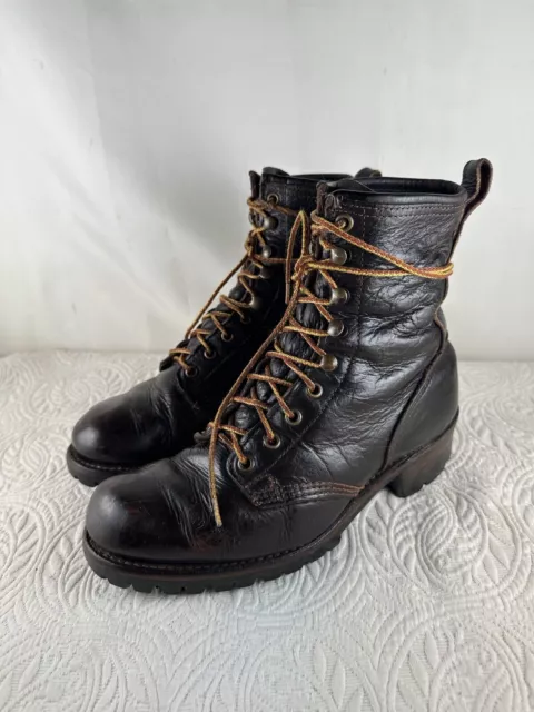 Frye Logger Boots Womens  8.5M Chocolate Brown Combat Lace Up Vibram Sole