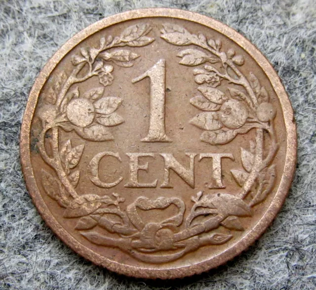 Netherlands Wilhelmina 1917 1 Cent 2