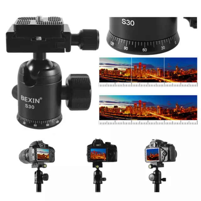 360° Panoramic spherical Gimbal Tripod Head With Quick Release Plate for DSLR 3