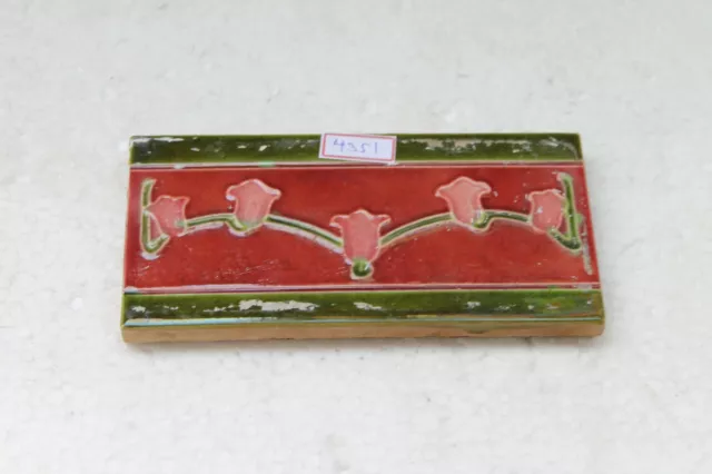 Japan antique art nouveau vintage majolica border tile c1900 NH4351 8