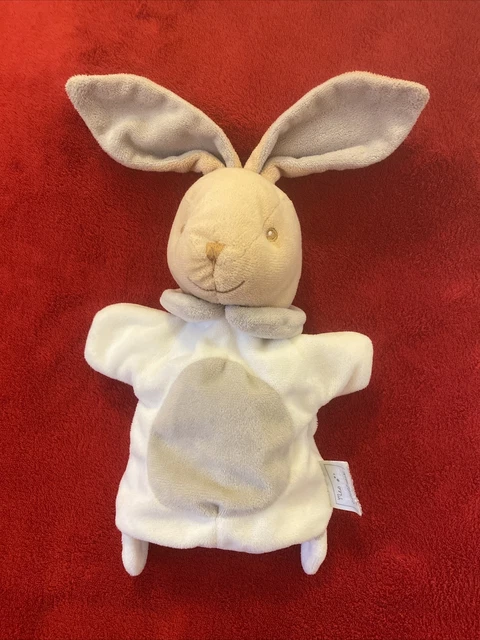 Doudou Marionnette Lapin Ecru Marron MES PETITS CAILLOUX Comme NEUF