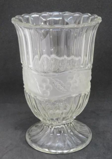 . Clear frosted glass vintage Art Deco antique footed celery vase