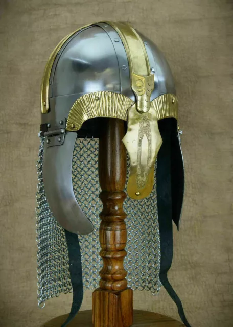 Hand-Forged Norman VIKING HELMET with Chain mail ~ Norse ~ medieval -SEA