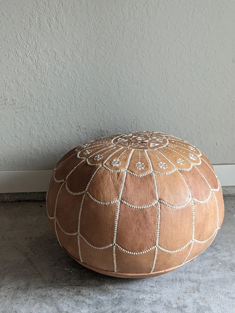 Leather Handmade Moroccan Stuffed Pouf