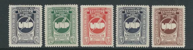 Équateur 1946 National Union Of Périodiques Symbole Et Penne (Sc C156-160) VF