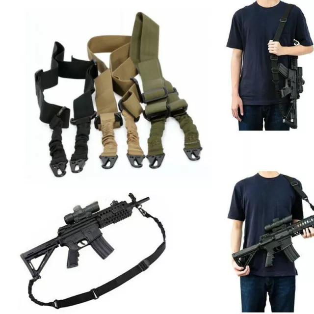 Nylon Tactical Two 2 Point Rifle Gun Sling Strap Bungee Adjustable Quick Release