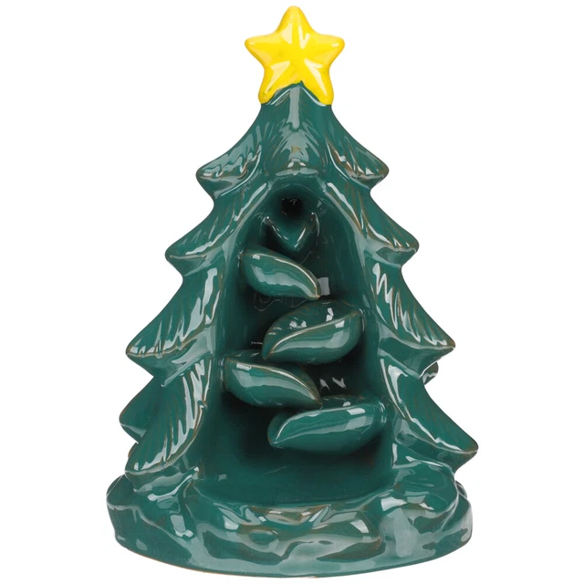 Quemador de incienso en forma de árbol de Navidad soporte de incienso para el hogar cerámica