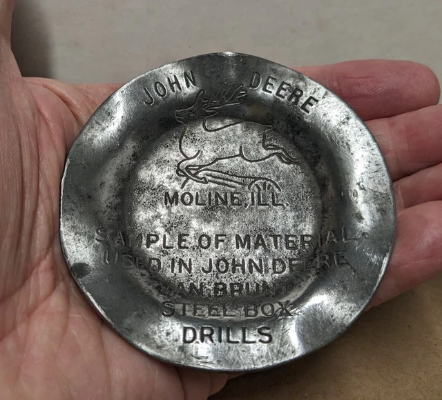 Vintage John Deere Sample Metal Tray Van Brunt Steel Box Drill 4 Legged Deer