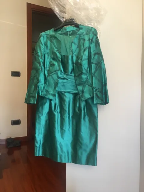 Abito completo da Cerimonia Donna verde smeraldo SETA Elegante Taglia 44 IT