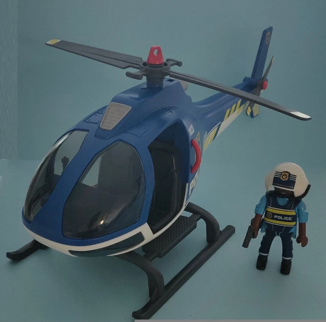 PLAYMOBIL 6921 HÉLICOPTÈRE de police avec projecteur de recherche NEUF