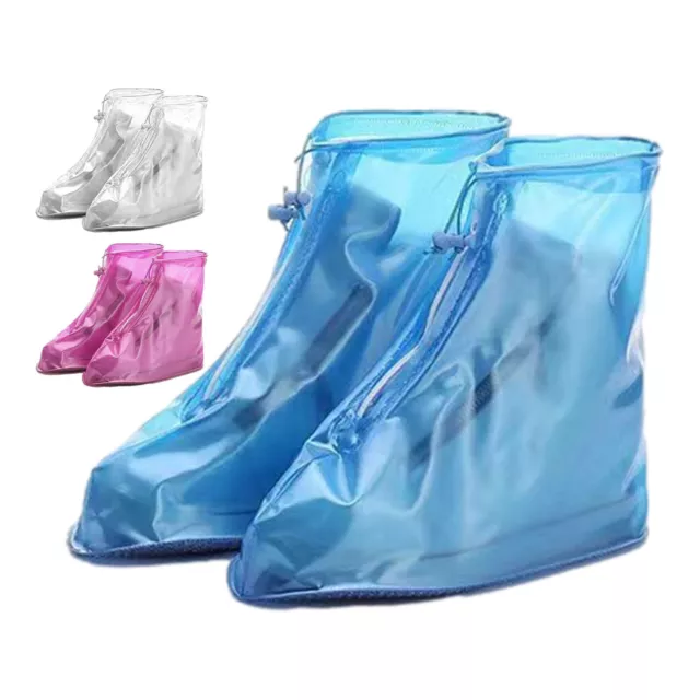 UNISEX REUSABLE RAIN Shoe Waterproof Zipper Covers Anti-slip Overshoes ...