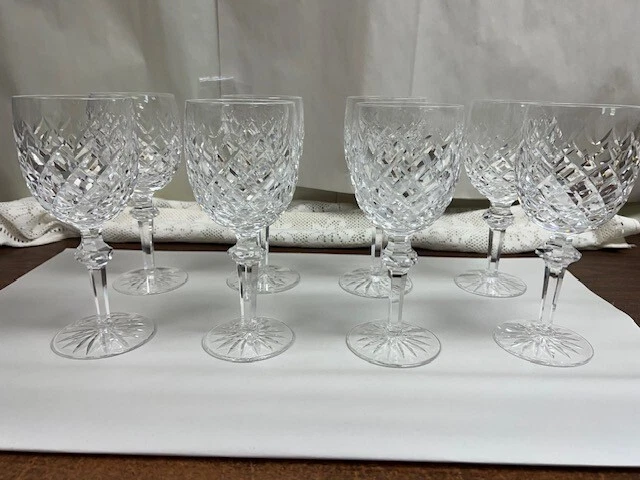 Set of 8 - Waterford - Crystal - Powerscourt - Water Goblets Glasses - 7 5/8"