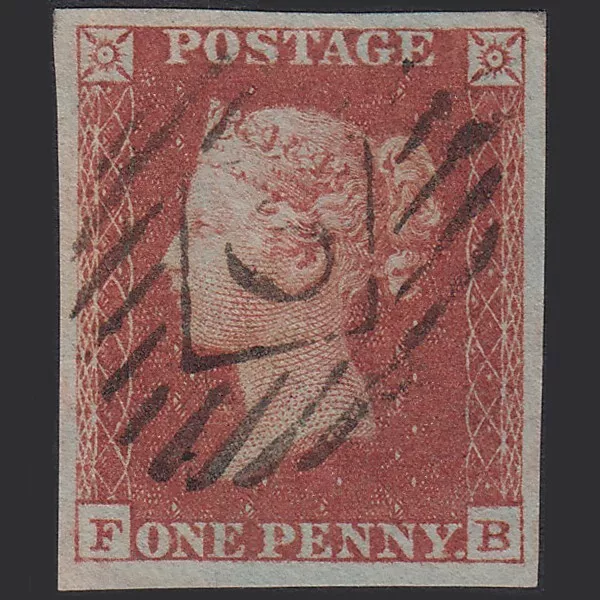 U6_20 GB QV 1841 1d RED-BROWN PLATE 174 SG8-B1(1) FB VFU LONDON 4 GOOD MARGINS