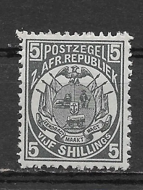 TRANSVAAL , SOUTH AFRICA ,1885/93 , COAT OF ARMS , 5sh  STAMP , VVLH , CV$10