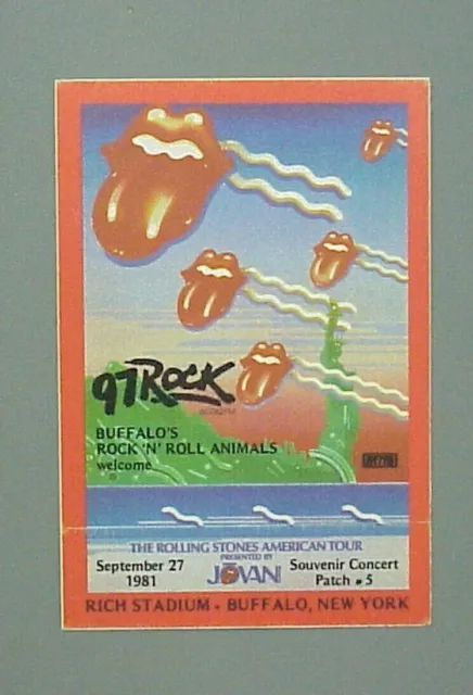 Rolling Stones satin sticker radio patch 97 Rock Buffalo, NY September 27, 1981!