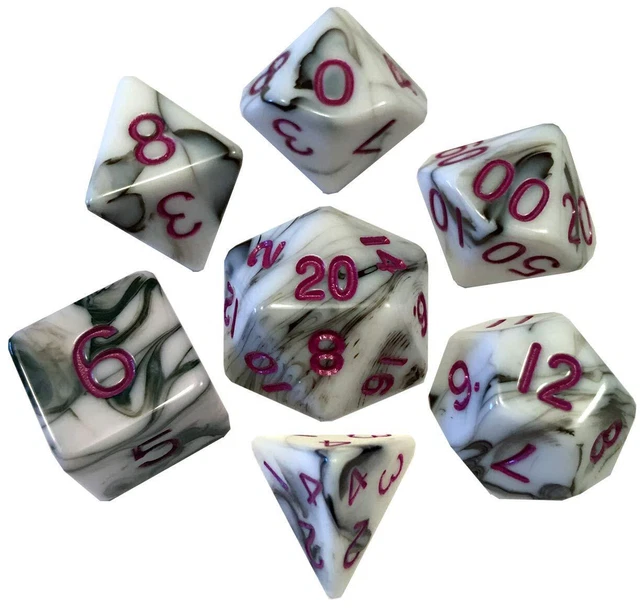 Metallic Dice Games 7-Set: 16mm: Acrylic BKWHpu (US IMPORT)