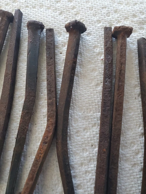 lot of 25 vintage antique 4" long square cut nails spikes