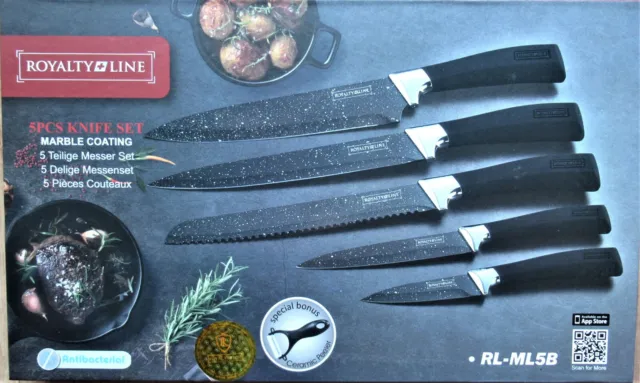 ROYALTY LINE Coffret Couteaux NEUF / 5 Pieces Knife Set Marble Coating  NEW